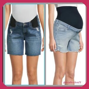 2 Pairs 🌸 New Time and Tru Women's Maternity Denim Destructed Shorts Size Medium